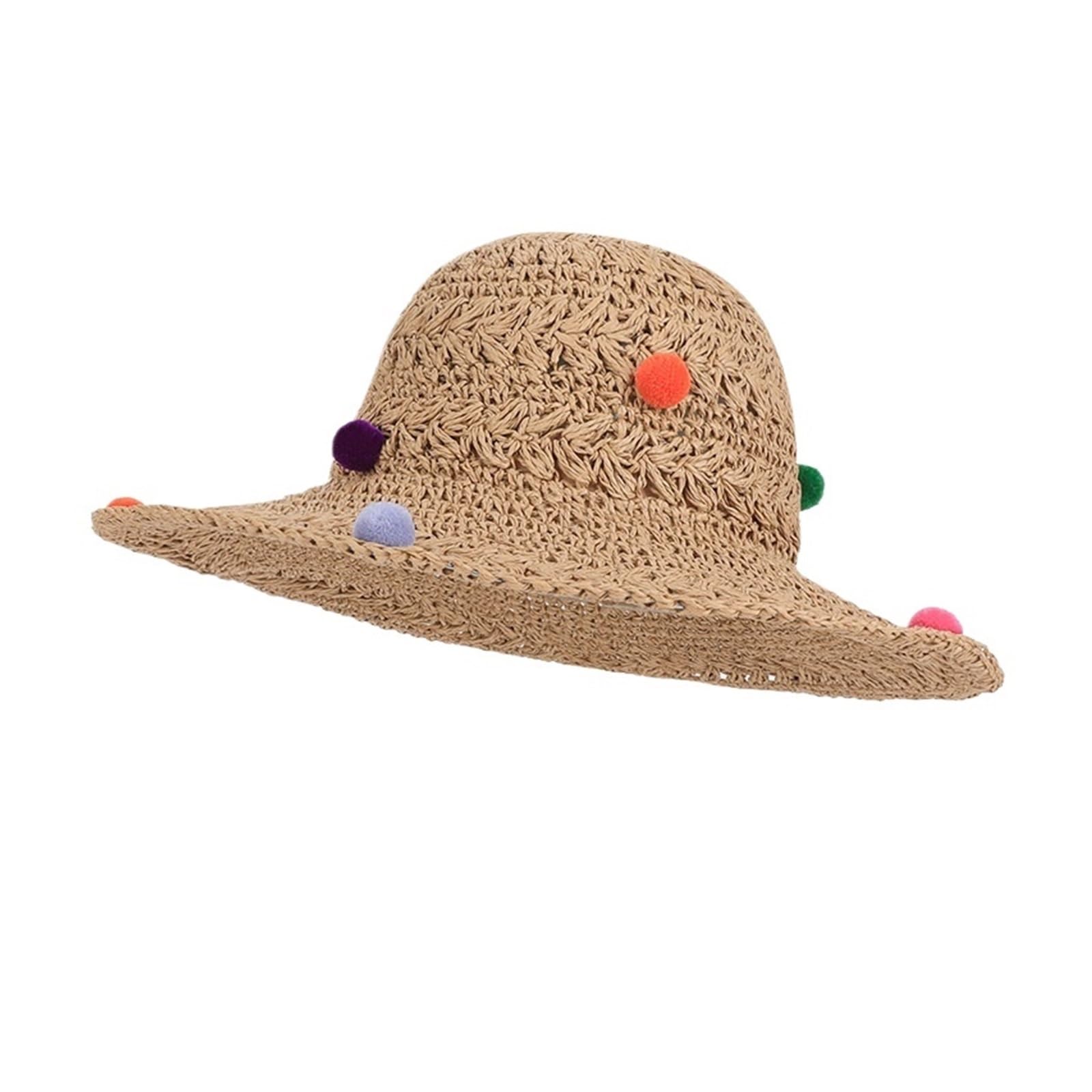 Generico Cappello da Pescatore Estivo Donna Pieghevole Sole all'Uncinetto for Viaggi in Spiaggia, Vacanze, Accessorio Leggero e Traspirante in Paglia
