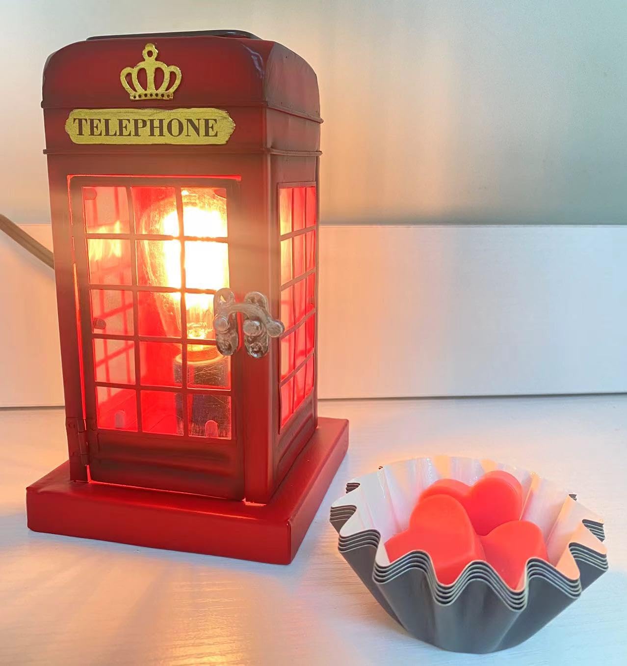 Vintage London Telephone Booth Wax Warmer for Scented Wax Melts, Wax Burner for Harry Potter Door Cover Decor Office Decorations Gifts