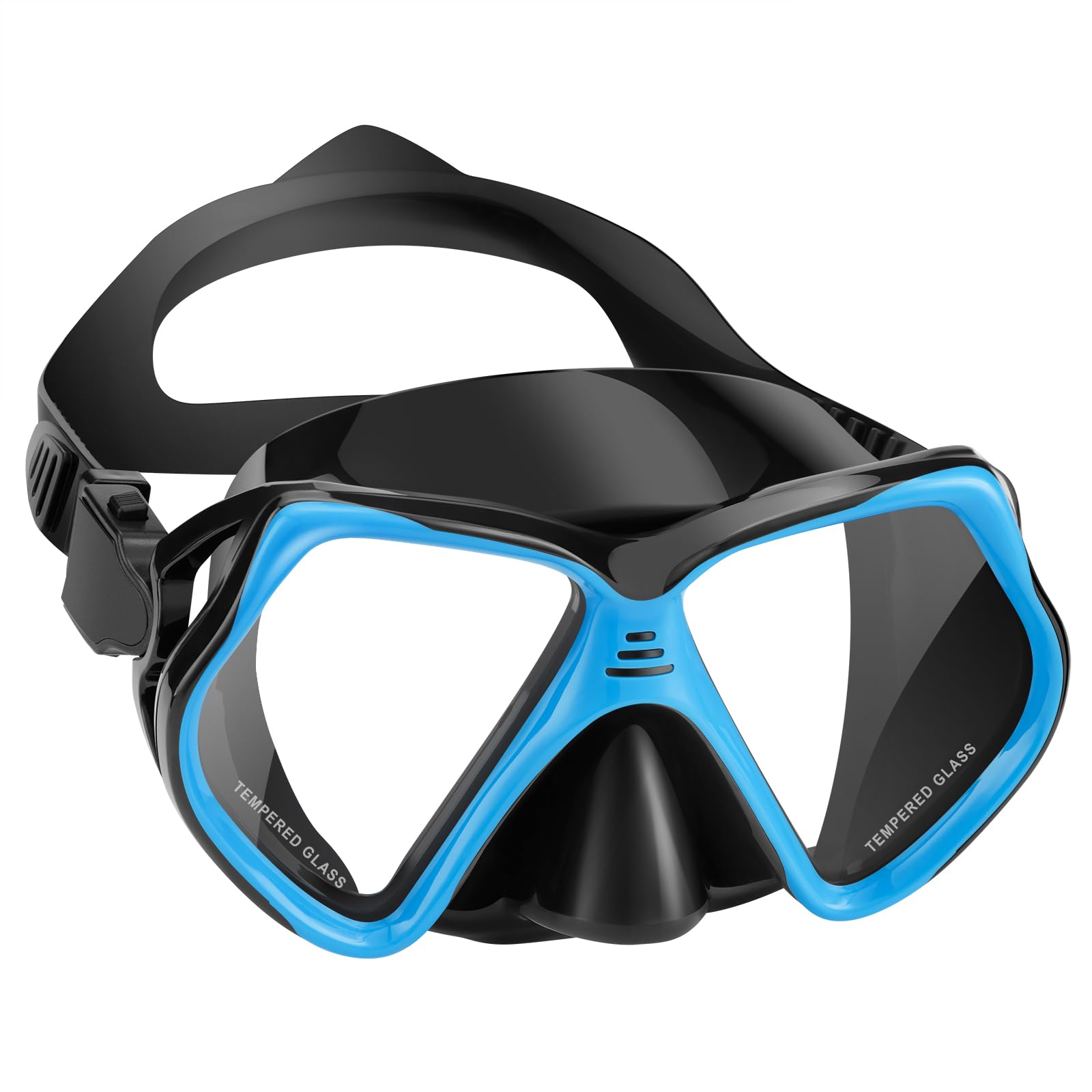 2 Window Swimming Goggles Snorkel Mask Adult Unisex Tempered Glass Shatterproof Scuba Diving Mask Anti-Fog No Leak Snorkeling Mask 180° Clear View Goggles with Nose Cover Men Women Youth