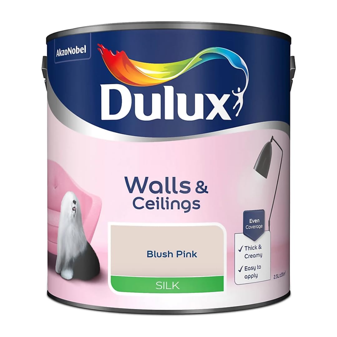 Blush Pink Walls & Ceilings Silk Emulsion Paint 2.5 L – Smooth Washable Silk Finish, Quick Dry, Low-VOC, Easy Application for Interior Walls & Ceilings