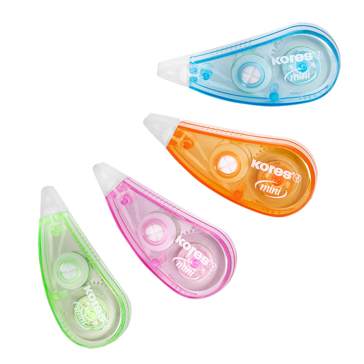 Kores - Mouse Correction Tape - Mini Metallic Style, Roll On Correction, Tape Roller, Instant Correction, 5m x 4,2mm - Back to School Supplies, Strong Correction Tape - Pack of 2 in Assorted Colours