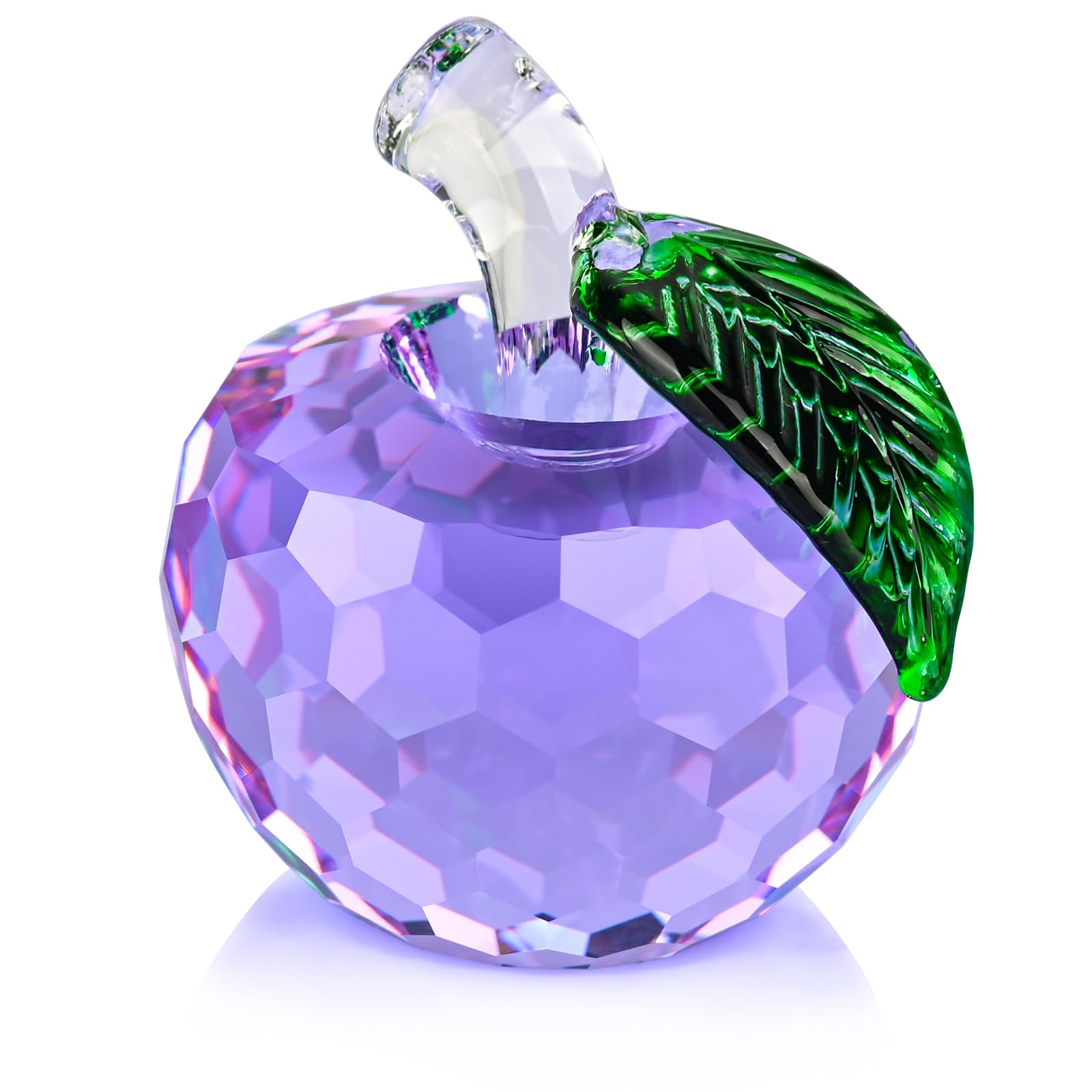 IngbearGlass Apple Ornament,Cystal Figurines for Home Decor,Glass Animals,Collectible Figurines Gift for Women Mothers Day Birthday(Purple