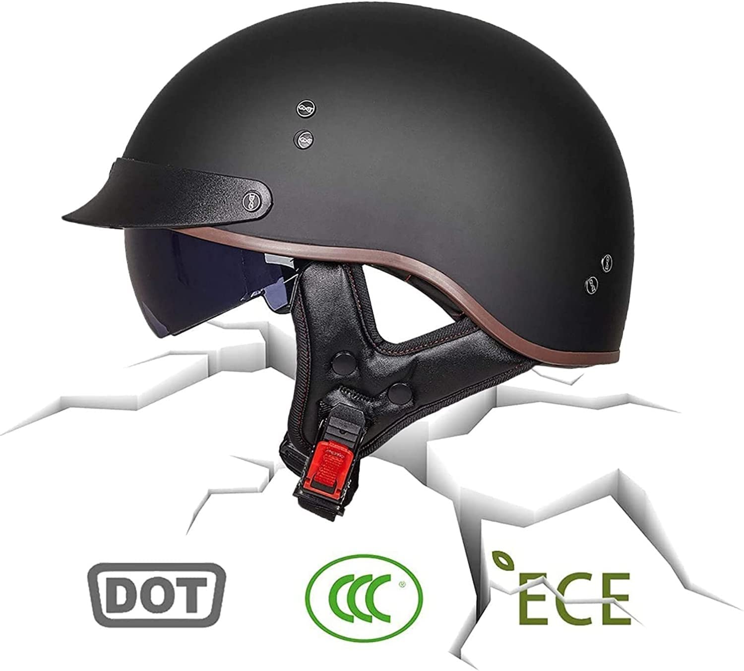 Halve Motorhelm Voor Heren En Dames Skull Cap Cruiser Biker Halve Helm Met Zonneklep Scooterhelm Voor Volwassenen Voor Heren En Dames ECE/DOT- Goedgekeurd B,L Halve Motorhelm Voor Heren En Dames Skull Cap Cruiser Biker Halve Helm Met Zonneklep Scooterhelm Voor Volwassenen Voor Heren En Dames ECE/DOT- Goedgekeurd B,L