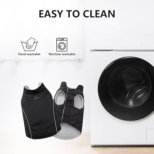 Miniatura 8 de Abrigo de invierno para perro, chaqueta acolchada cálida para perro, chaleco impermeable con correa de anillo en D, traje de nieve para perros