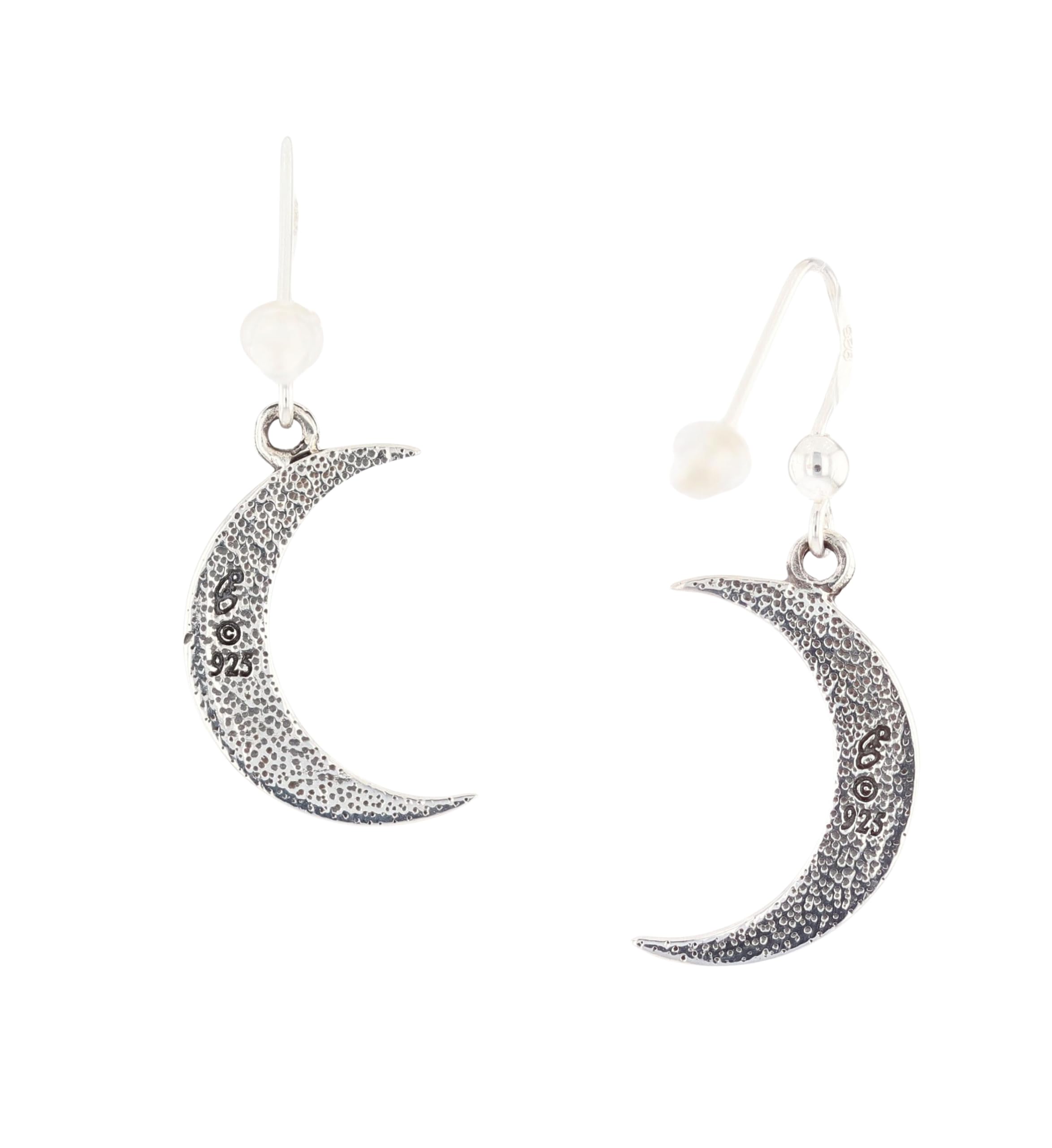 Jewelry Trends Black Crescent Moon Sterling Silver Dangle Earrings