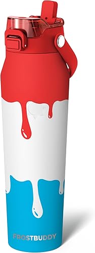 Miniatura 23 de Frost Buddy - Botella de agua con aislamiento de 32 oz con pajilla y tapa, de acero inoxidable, a prueba de fugas, frío durante 24 horas, a prueba