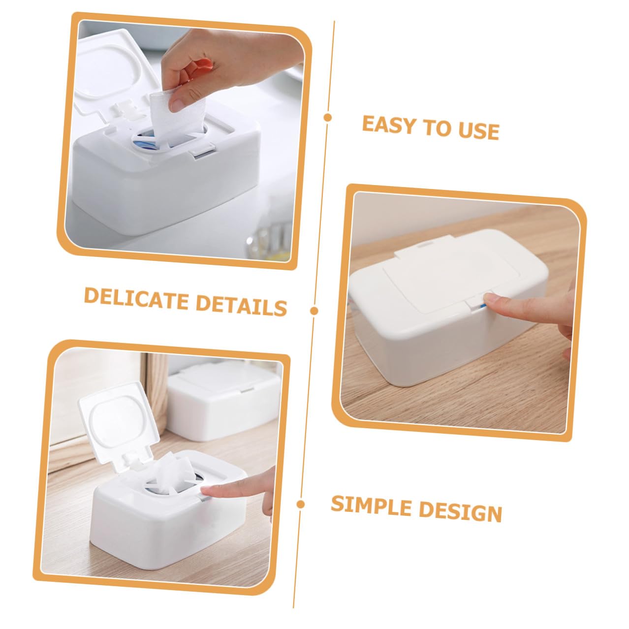 SOLUSTRE Dispensador de Toallitas Húmedas Paquete de 4 Unidades Blanco Recargable Almacenamiento Conveniente de Plástico Pp para Habitación de Ñiño y Uso Exterior