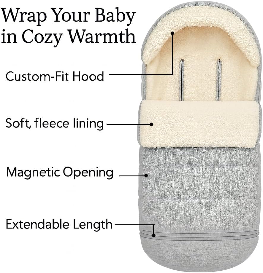 Stroller Footmuff Bunting Bag for Winter – Universal Stroller Cover for Cold Weather, Compatible with UPPAbaby Vista V2 / V3 / Vista/Cruz/Cruz V2 / RumbleSeat/Ridge/Minu – Storage Bag Included