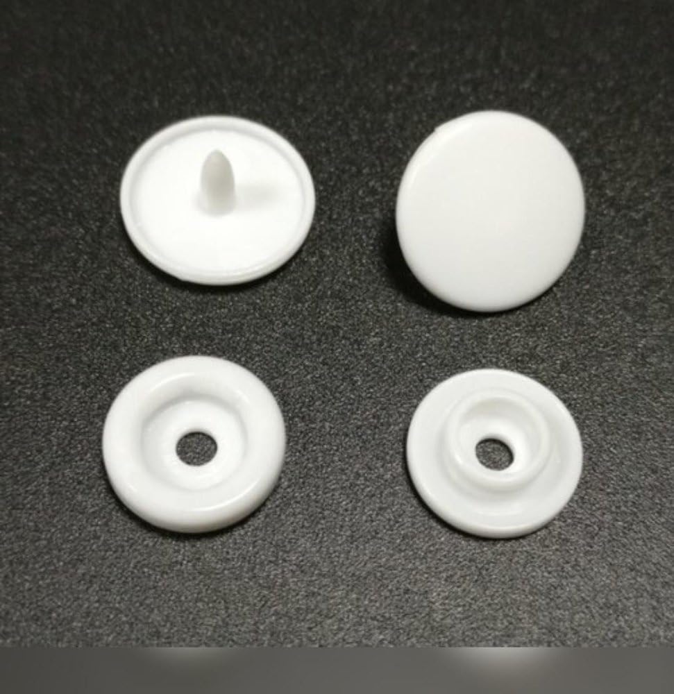 Durable White Plastic Snap Buttons for Secure and Effortless Fastening Solutions 100pcs (16L/10mm)