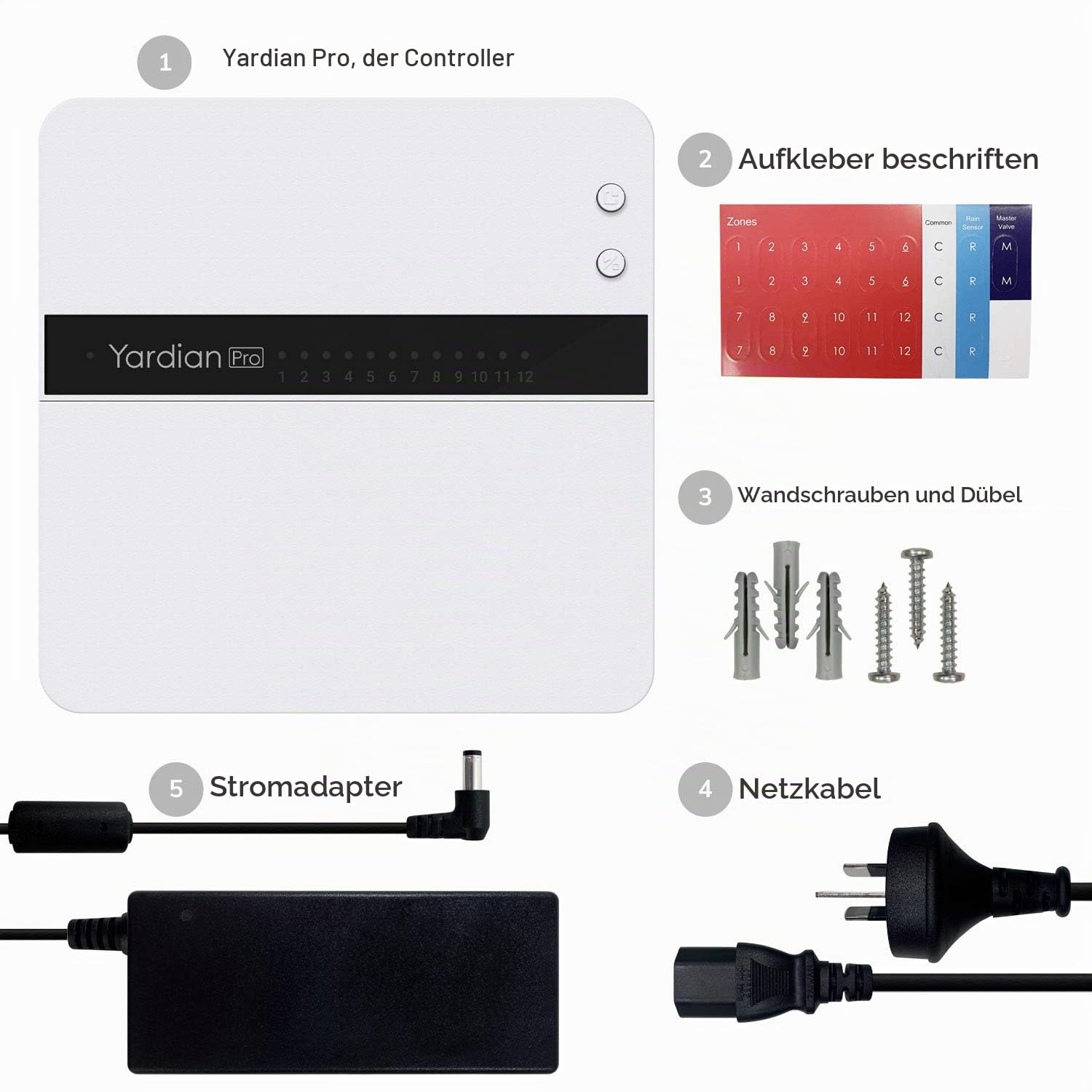 Yardian Pro Smarte Bewässerungssteuerung (8-Zonen) – Einfache DIY-Installation, Apple HomeKit, Ethernet & WLAN, Manuelle Tasten, Wetterbasierte Zeitpläne