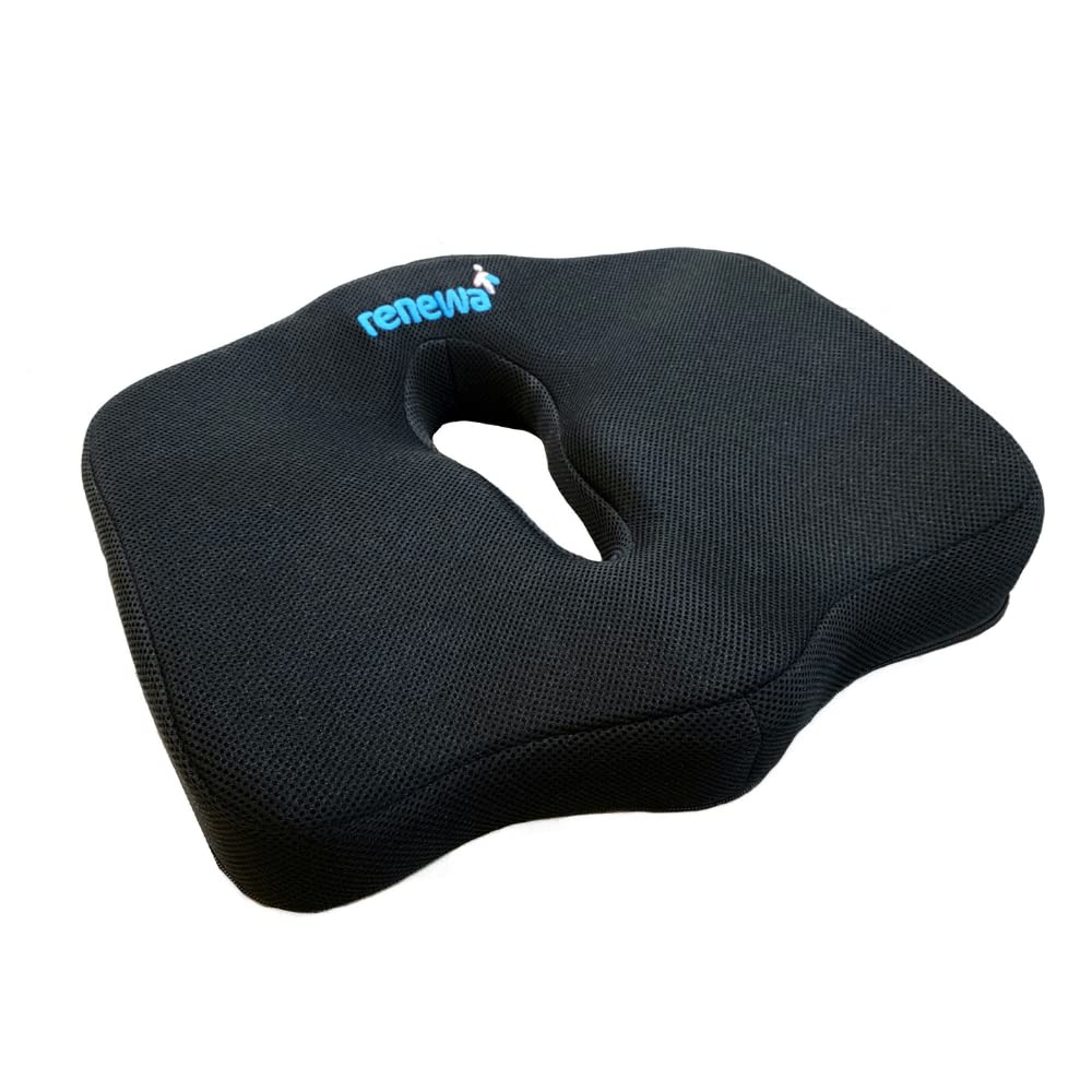 RENEWA Coccyx Cushion Memory Foam for Tailbone Pain Sciatica Lower Back