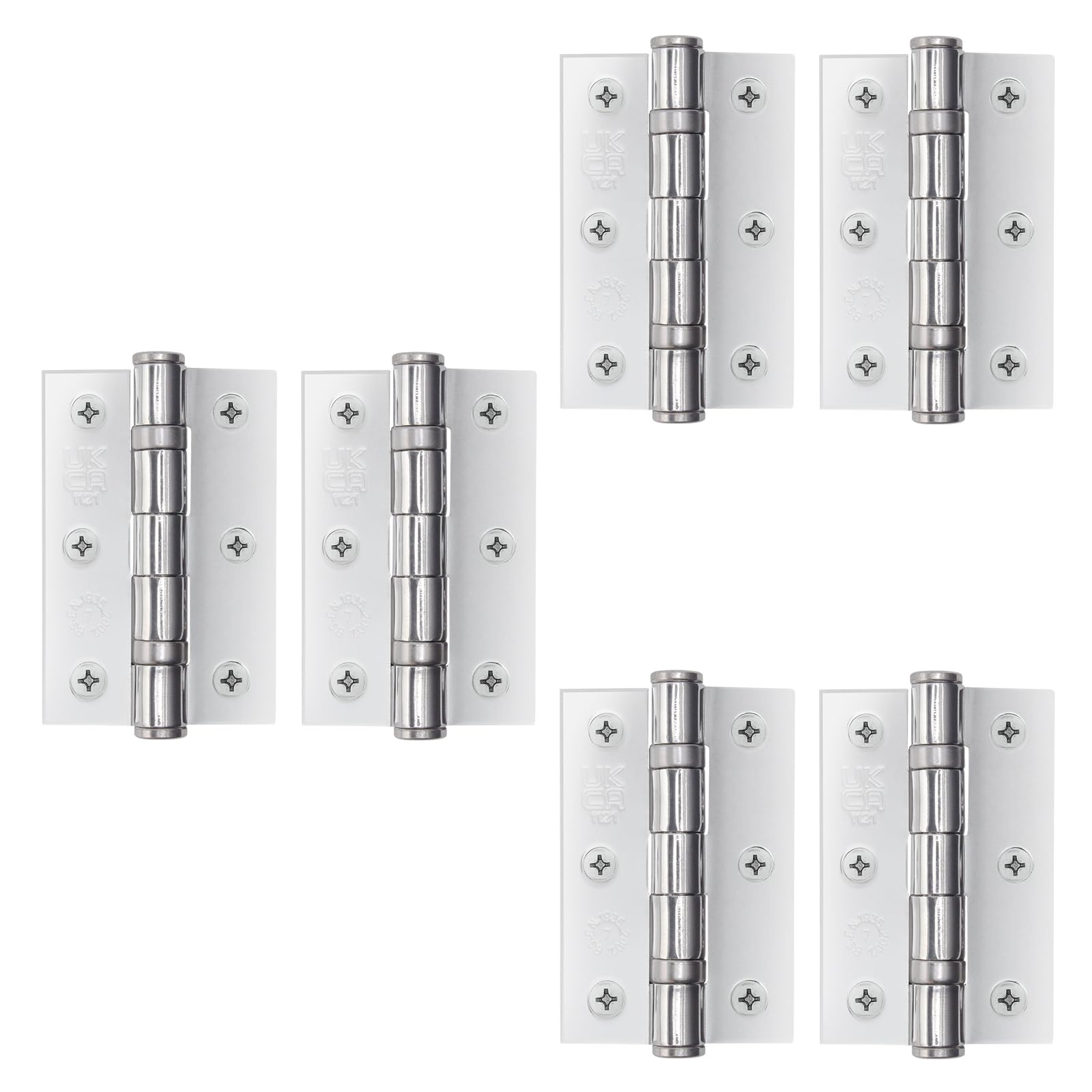 Eai Polished Chrome Chrome Door Hinges | 3 Inch / 76Mm Internal Fire Door Hinges | 3 Pairs