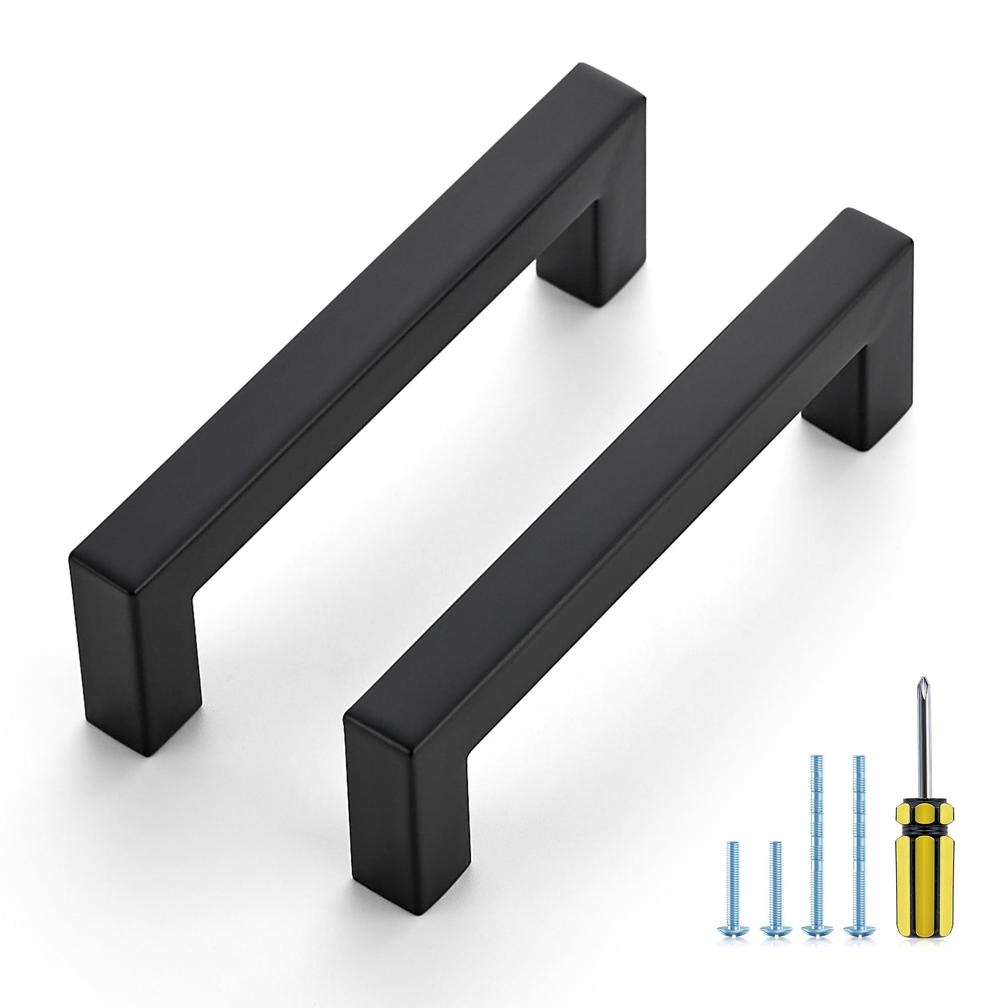 Ravinte Matte Black Square Pulls Cabinet Handles,4 Inch,5 Pack