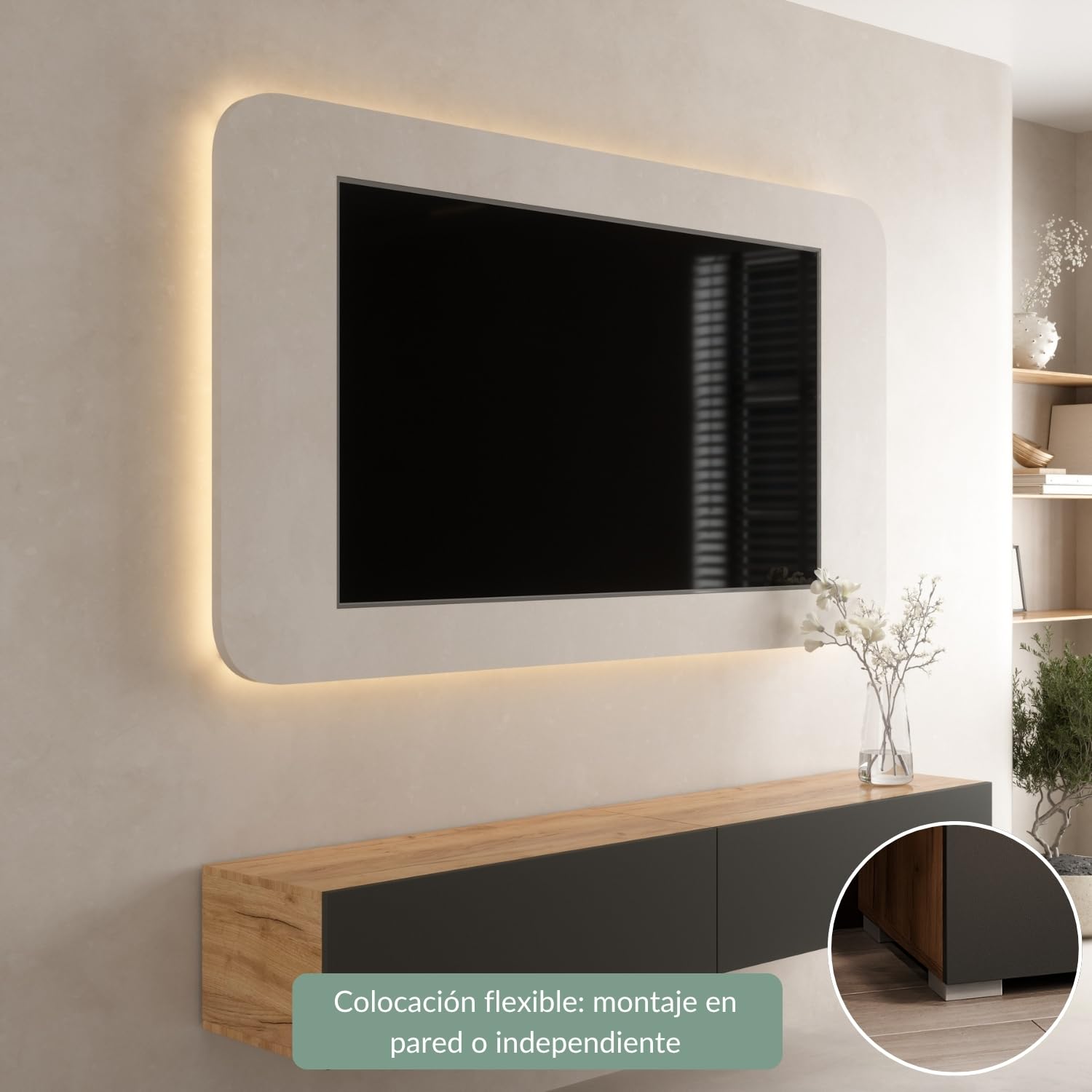 Planetmöbel Mueble TV West, Mesa TV de 200 cm de Largo, Mueble TV suspendido o de pie, Mueble Salon Moderno, 2X Mueble Television 37,8 x 100 x 30 cm, Roble Dorado Antracita