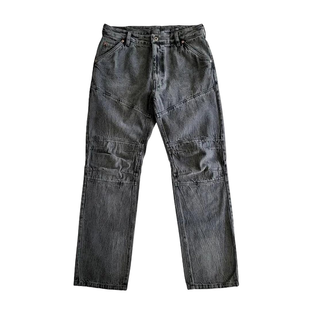 Mens Black Denim Jeans - Three-Dimensional Cut Wash Detail Straight Leg Trousers