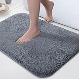 FIASCO Rectangular Bathmat Premium Microfiber Anti-Skid Washable And Quick Dry Italia Rug For Bathroom, Kitchen - 40X60 Cm,Grey