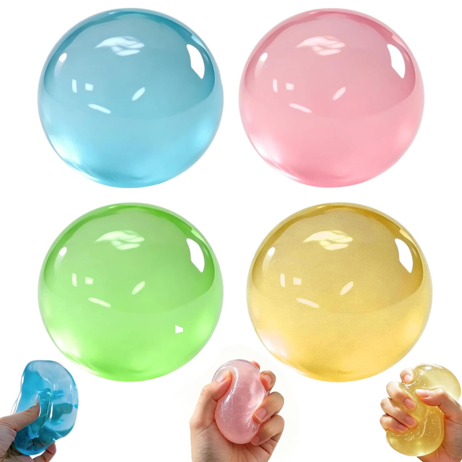 Squishy Fidget Toys, 4Pcs Slow Rise Squishy Coconut Oil Stress Balls for Adults, Stress Relief Fidget Toys for Work, Squeeze Sensory Toys for Improving Focus Office Desk Gifts