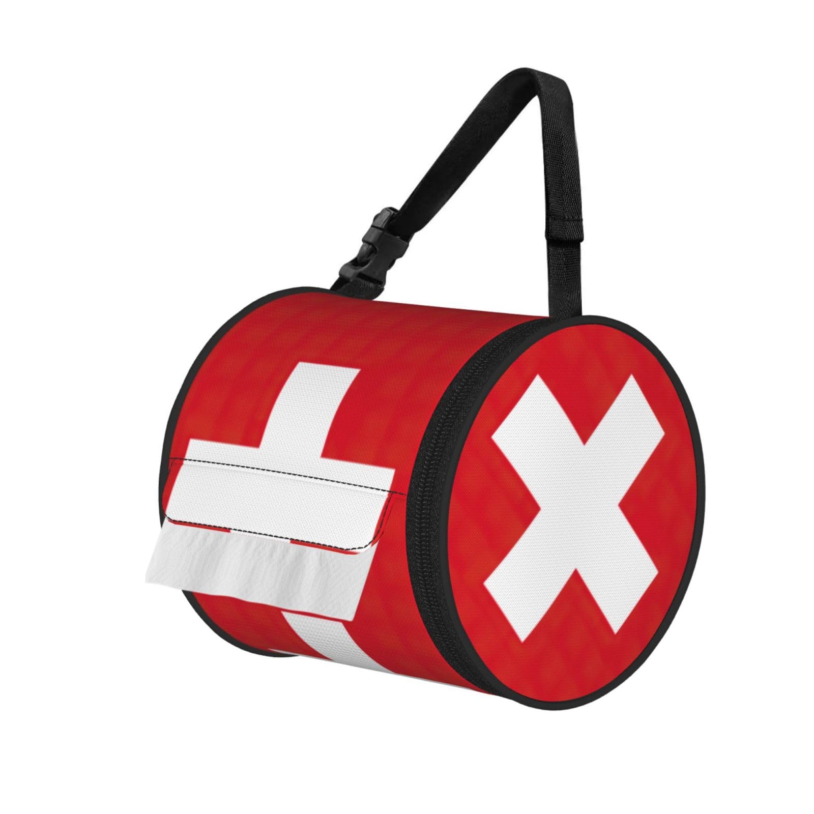 Swiss Flag Print Fashion Tissues Organizer Box, Hanging Tissue Holder For Purse Coins For Car Office Daily Outing