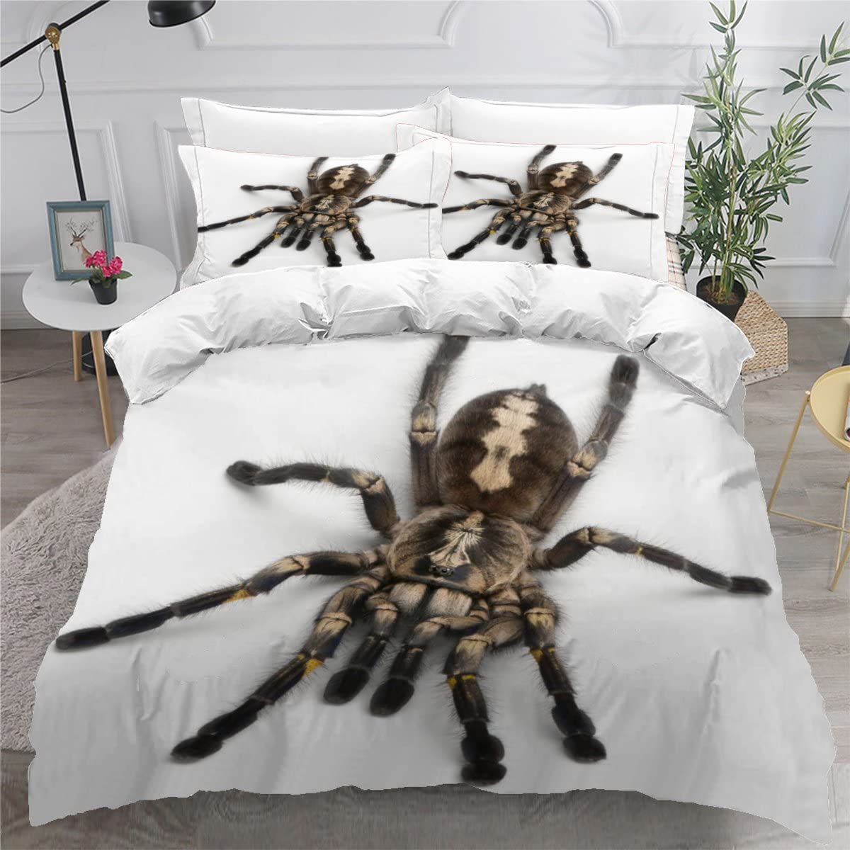 LUORU Single Duvet Cover Spider 135x200 cm 3D Printed Personality Animal Bedding Set with Zipper Closure Ultra Soft Microfiber Kids Boys Girls Teens Comforter Quilt Cover with 2 Pillowcase 50x75