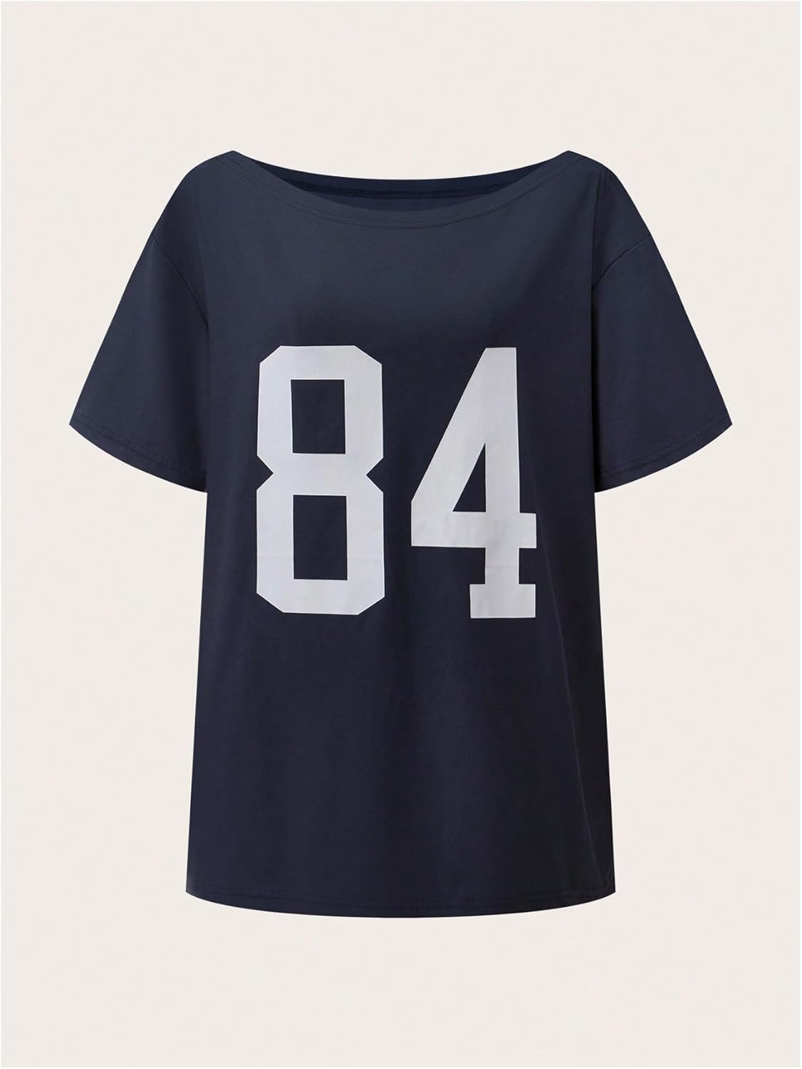 Girl's Off The Shoulder Tops Number Graphic Jersey Shirts Short Sleeve Oversized T Shirts Y2k Tops - Image 5