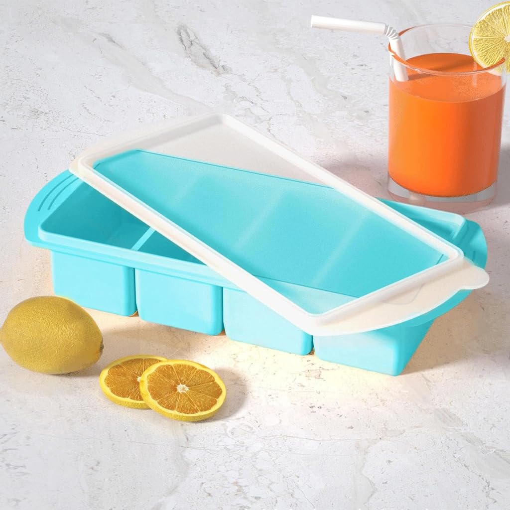 moldes para helados, Bandeja de hielo silicona grado alimenticio, gran capacidad, tiras largas(D)