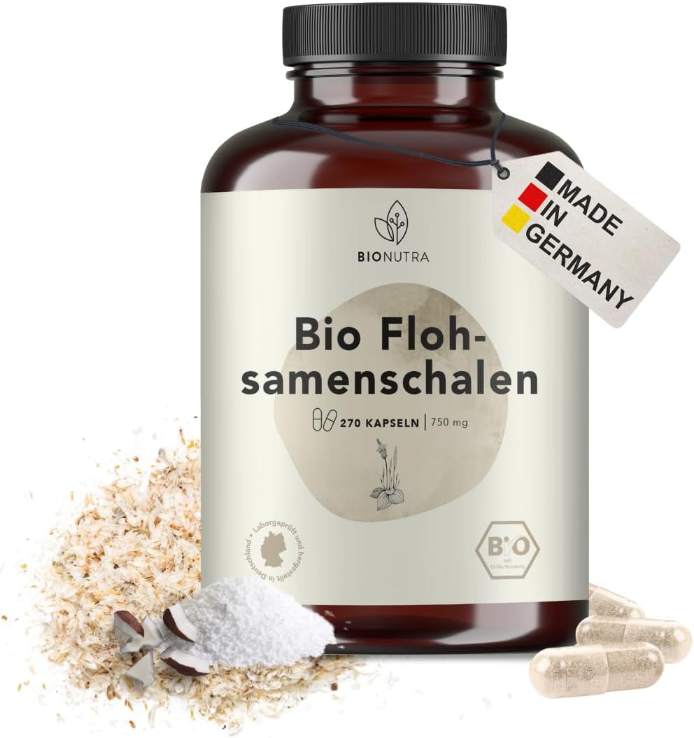 Bio Psyllium Vezel Capsules | 240 x 750 mg | Met Lijnzaad | 3 maanden verpakking | Vegan | Zonder Toevoegingen