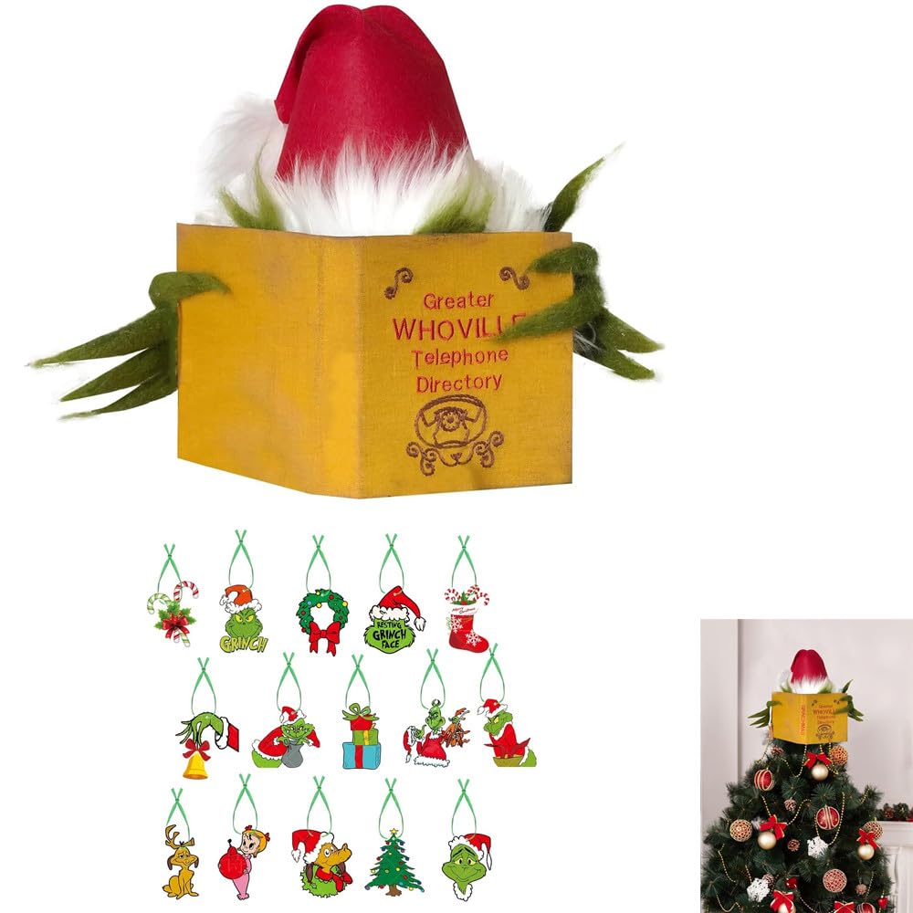 Resting face grinch christmas tree ornament Clearance