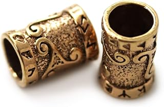 Bronze Norse Viking Celtic Beard Beads Rings, Dwarven Dreadlock Pirate Medieval Hair Beads, Pagan Jewelry