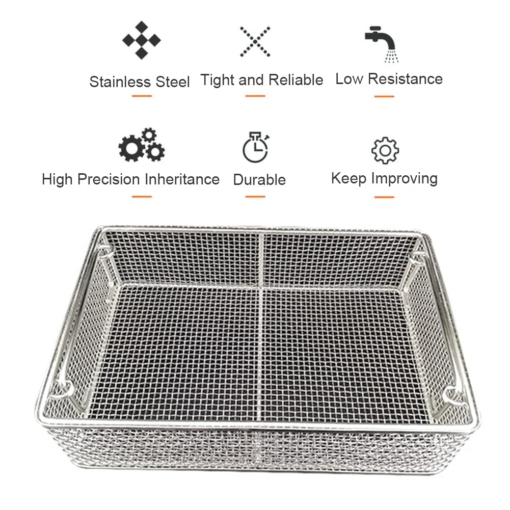 Bandeja para Instrumentos médicos, Cesta de Malla de Acero Inoxidable 304 Cesta de esterilización de Equipo médico de Malla metálica Limpieza de Almacenamiento Industrial,40 * 30 * 10cm