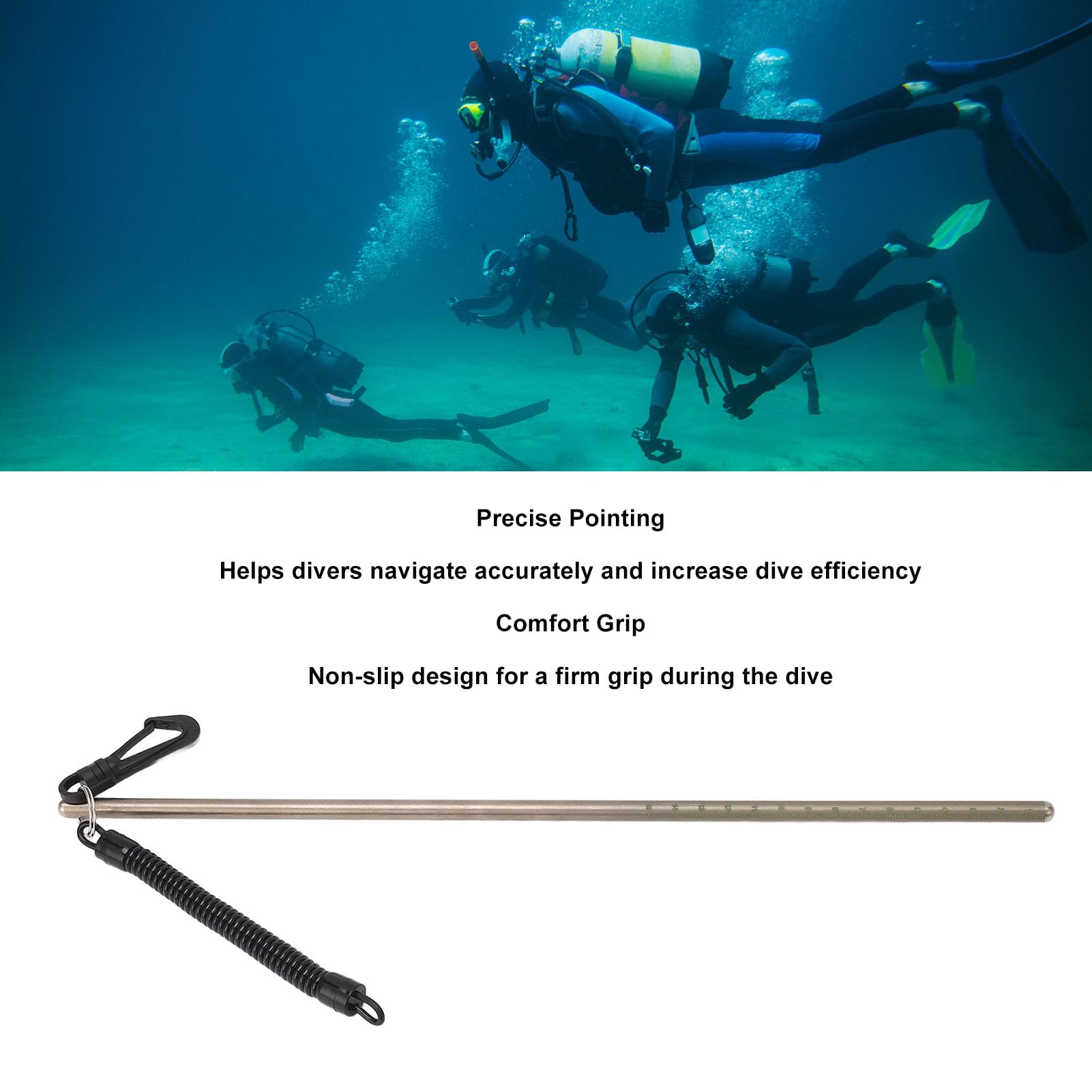 Zoeyilan Scuba Diving Stick, Lobster Tickle Pointer Rod, Scuba Diving Pointer, with Lanyard, Compact and Portable, for Underwater Snorkeling Water Sports