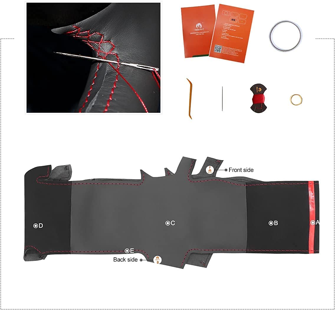 MEWANT - Coprivolante per automobile in pelle in microfibra e pelle scamosciata nera, fai da te, da cucire a mano