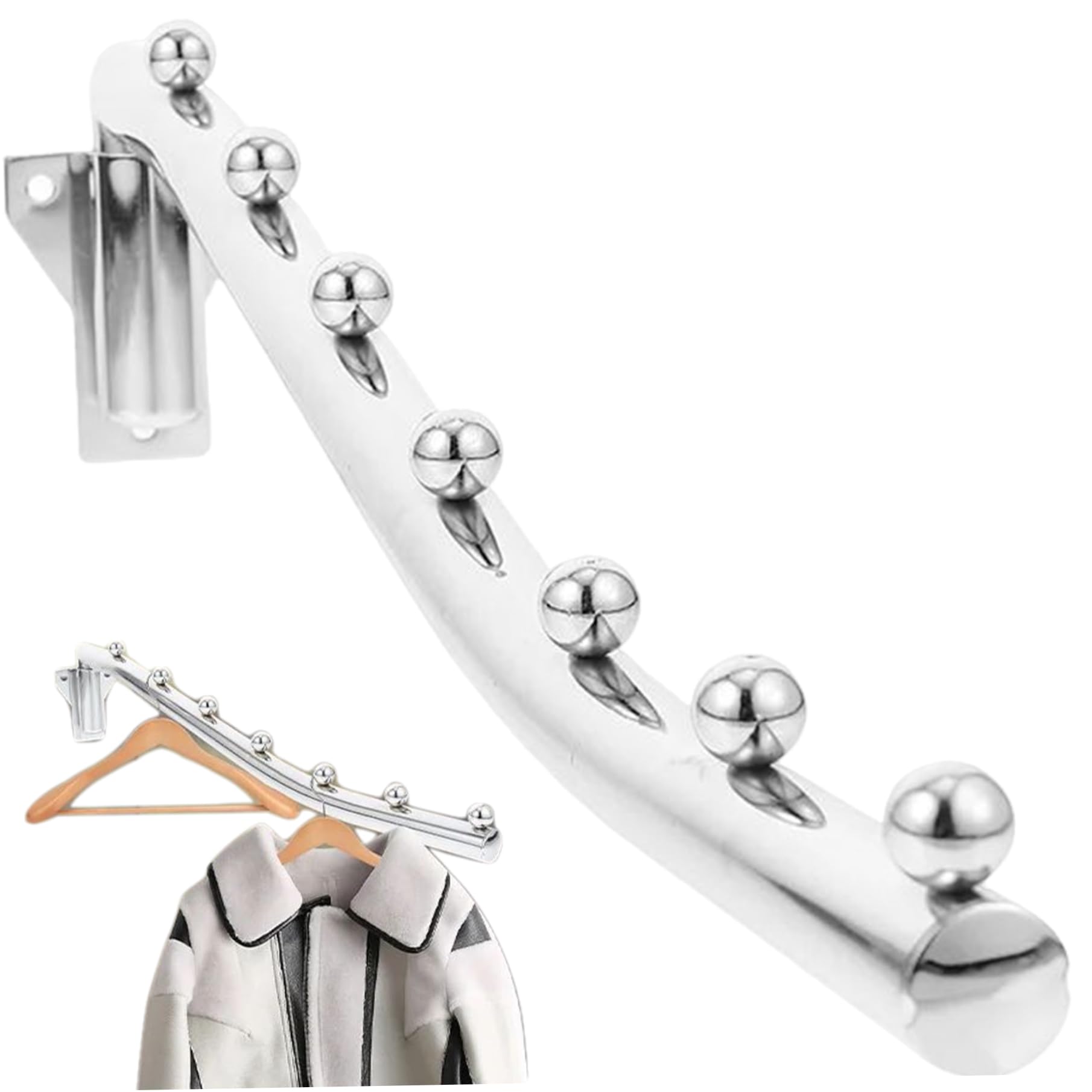 Coat Hooks Wall Mounted Clothes Rack 16 Rotary Wall Clothes Hanger Rack Heavy Duty Closet Rod with Swing
