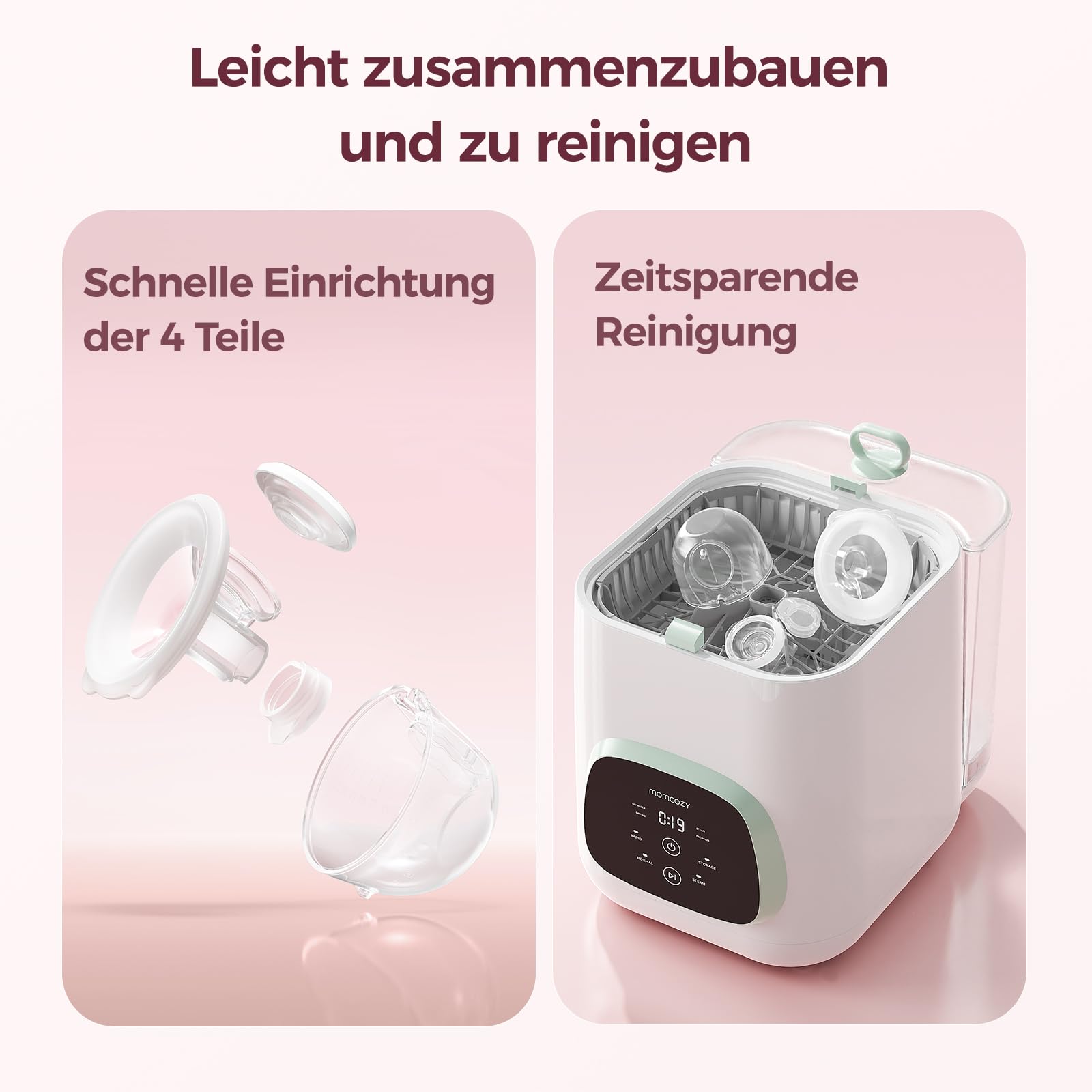Momcozy Milchpumpe Elektrisch S12 Pro Quick, Freihändig breast pump electric, Tragbare Milchpumpe Elektrisch mit DoubleFit Hybrid-Brusthaube, Brustpumpe mit 3 Modi & 9 Stufen, 1er-Set, Weiß