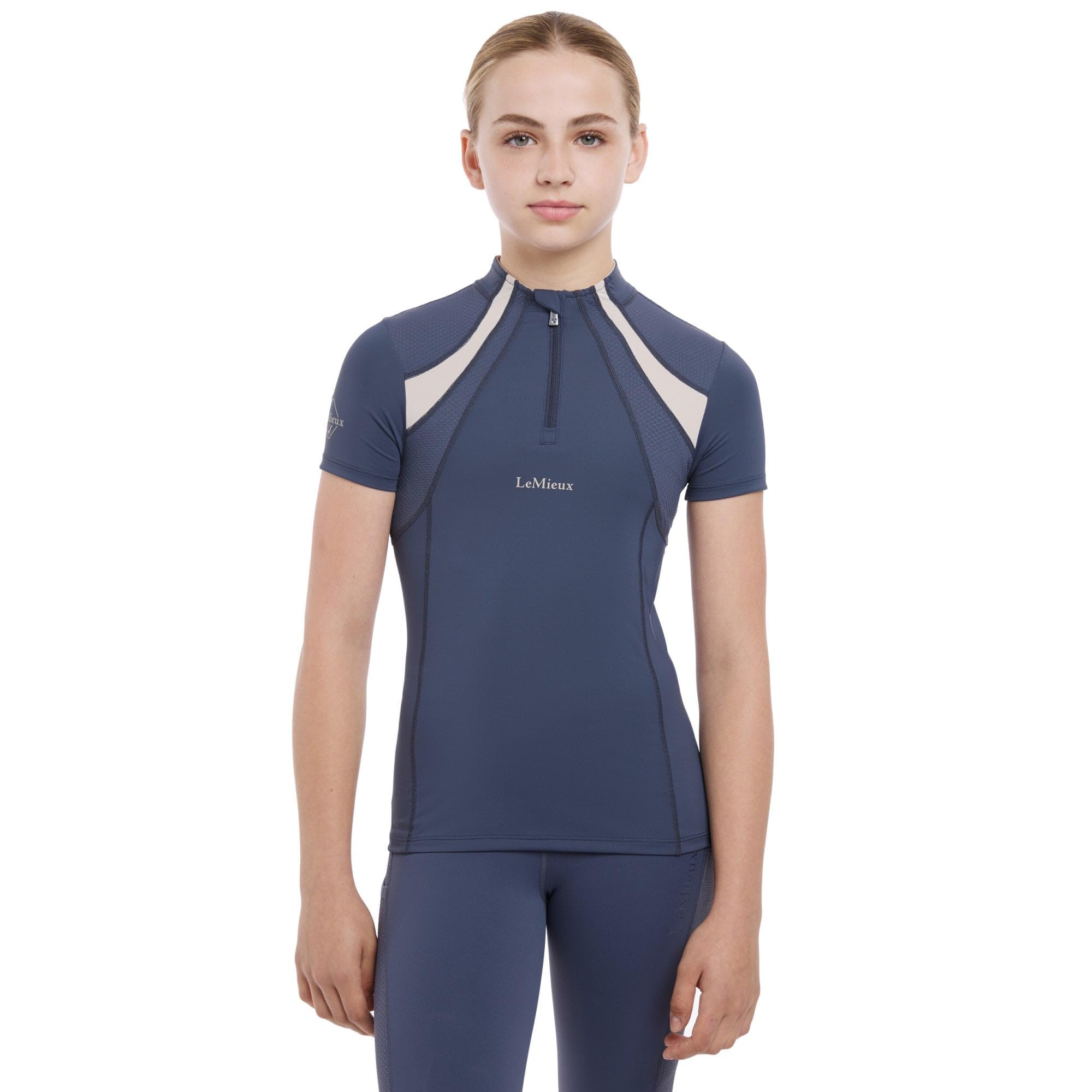 LeMieux Young Rider Short Sleeve Mia Mesh Childrens Base Layer - Dusk Blue 7-8 Years