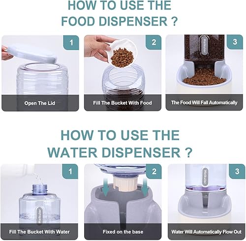 Miniatura 9 de Alimentador automático para mascotas de 3.8 L, alimentador de alimentos y dispensador de agua para perros pequeños y grandes, gatos y mascotas