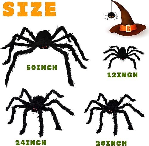 Miniatura 9 de Araña peluda gigante  7 unidades de decoración de Halloween para exteriores (no incluida telaraña)