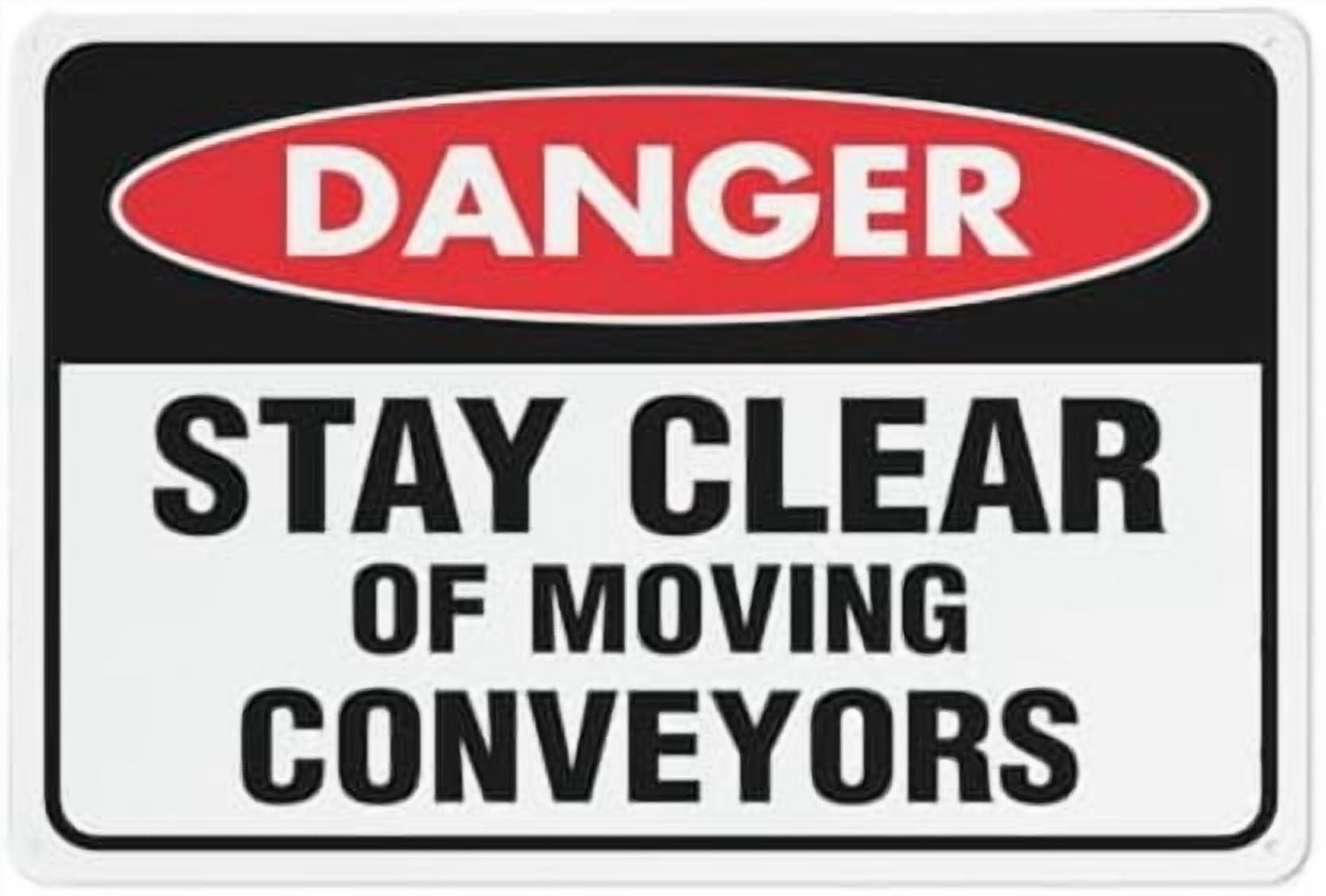 (2-Pack) Metal Tin Sign Danger Stay Clear Of Moving Conveyors Sign 12X8 Inch Uv Ink Printed For House And Business