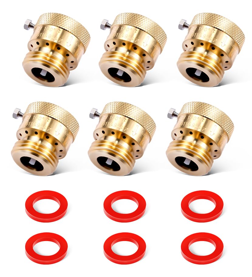 Image of Litorange 6 Pack Brass 3 /4 inch Inch GHT Hose Bibb Connector Backflow Preventer Vacuum Breaker