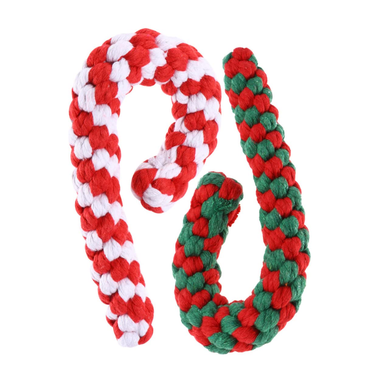 BESPORTBLE Candy Cane Rope Dog Toy Dog Xmas Rope Toys Pet Chew Toy Crutch Shape Pet Molar Toy Bite-resistant 2pcs Set for Happy Dogs