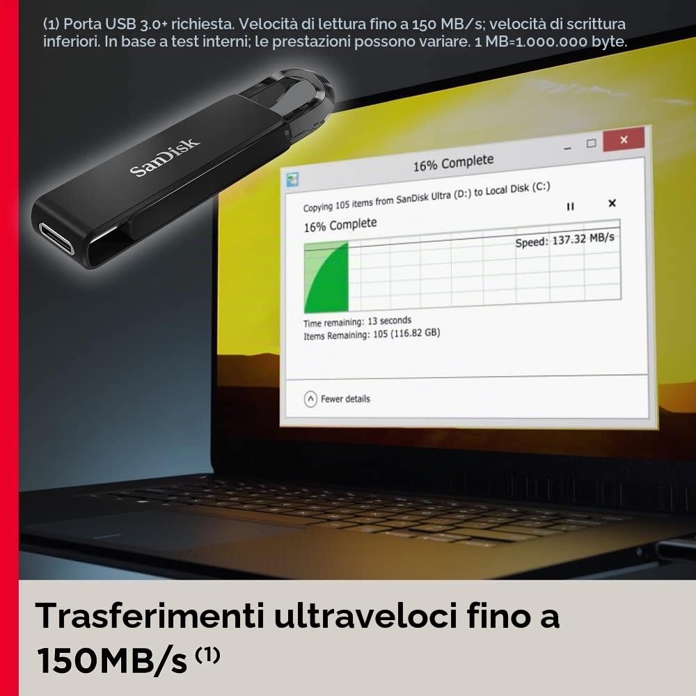 SanDisk Ultra USB Type-C 64 GB USB Flash Drive USB 3.1 Up to 150MB/s