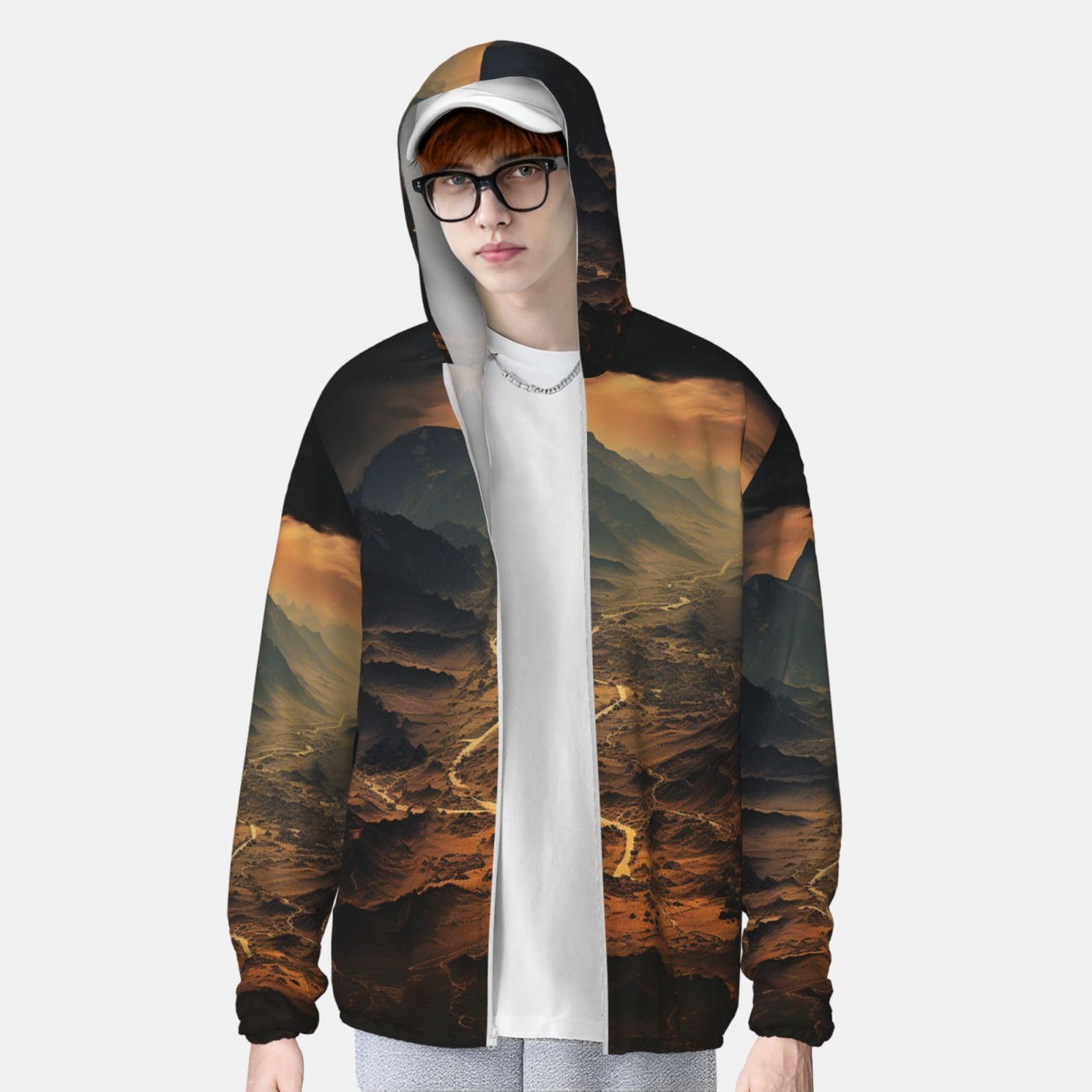 Women's Sun Protection Hoodie Jacket Sun Protection Clothing for Men Brown and Black Mountain Women Run Shirt 3X-Large