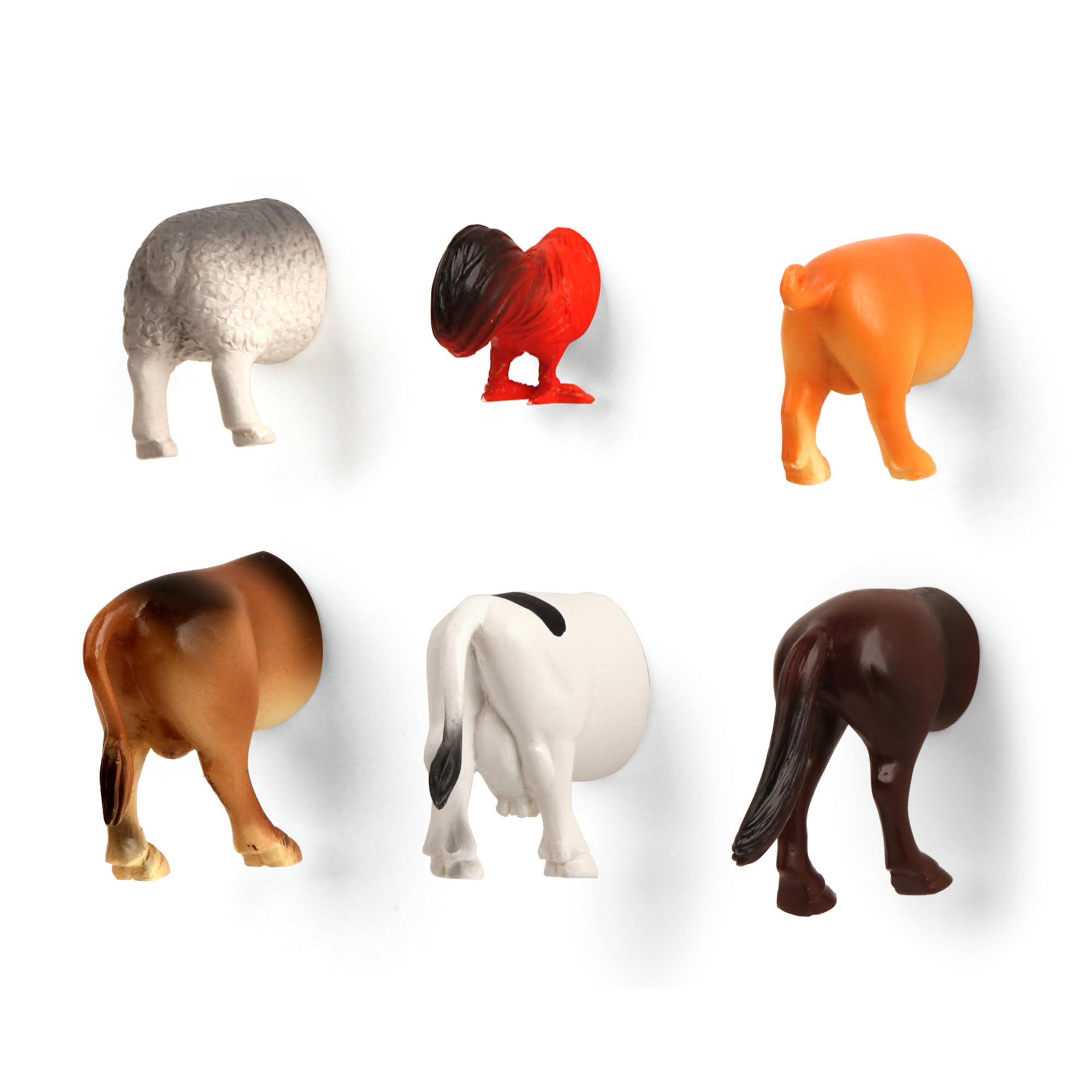 Kikkerland Farm Animal Butt Magnet Set of Six – Fun Decor for Home, Office, & Classroom – Gifts for Holidays & Events