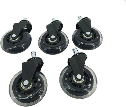 FixtureDisplays® 5PK - Silla de oficina de 3 pulgadas, ruedas de repuesto de goma de poliuretano para suelos de madera dura y alfombras, silla de