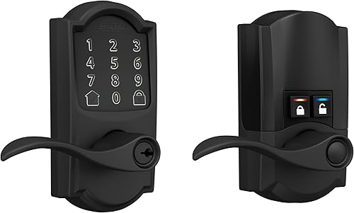 Schlage FE789WB CAM 622 Acc Encode WiFi Accent Lever Smart Lock, cerradura de puerta con pantalla táctil de entrada sin llave con borde Camelot,