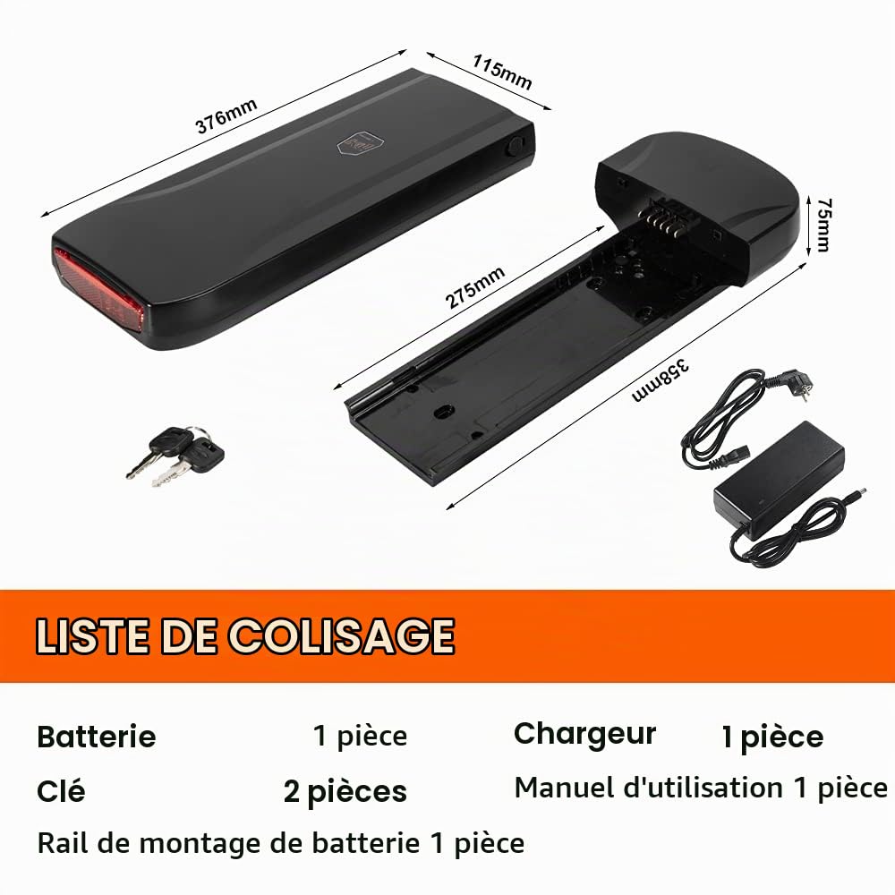 SEASON E-Bike Pedelec Batterie (Joycube Wall-ES) 36V 13Ah 481Wh, Convient aux Moteurs 36V 250W/350W/500W, pour Vélo FSaxonette FischerProline Globus Adriatica, Peut Correspondre aux Phylion/XH370-10J