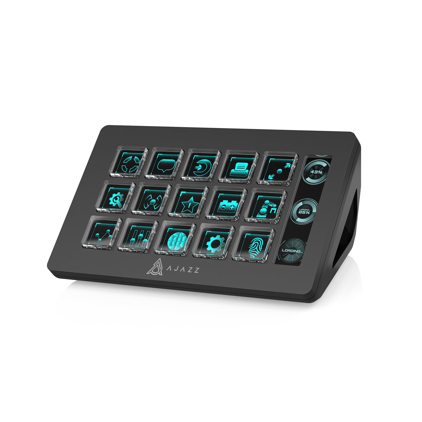 AJAZZ AKP153E - Tastiera macro cablata con tastiera, tastiera di scelta rapida con 15 tasti programmabili, schermo LCD personalizzabile, adatta per giochi, streaming, musica e editing di immagini