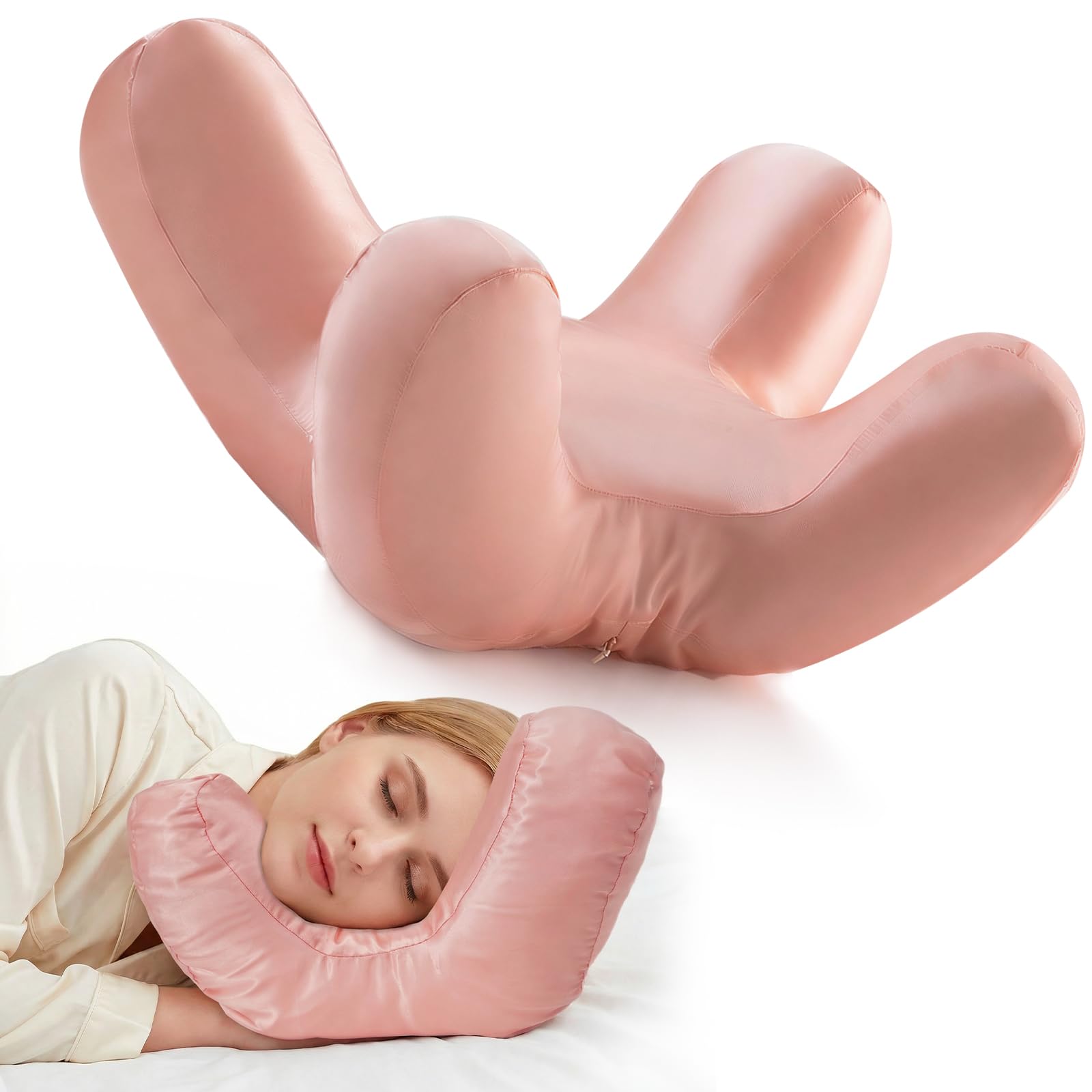 MaciRept Anti Wrinkle Pillow,Face Pillow for Wrinkles Anti Aging,Ergonomic Memory Foam Design for Side Sleeper,Beauty Pillows Provides Neck Support,Pink