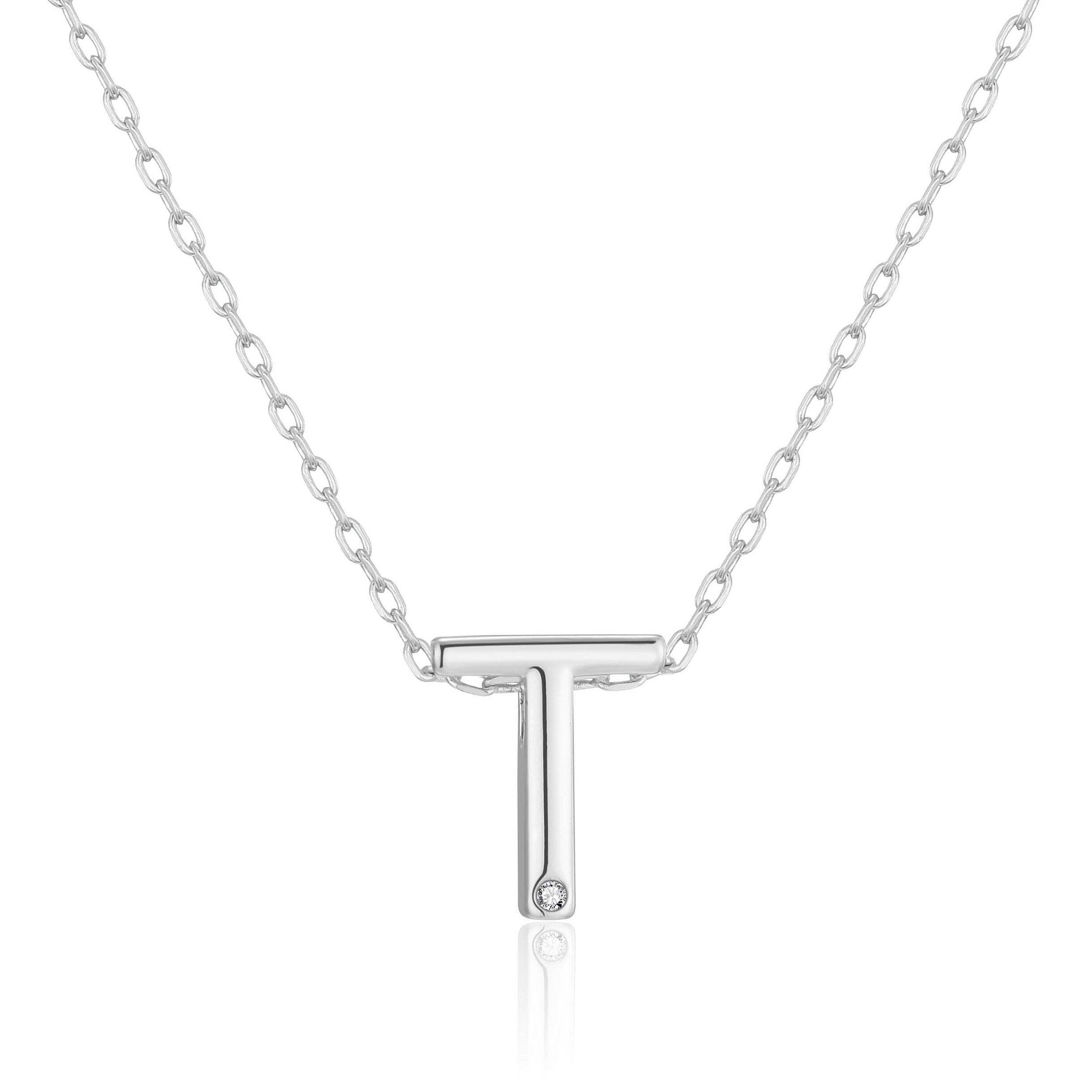 Philip JonesSilver Plated Initial Necklaces A to Z Created with Zircondia® Crystals