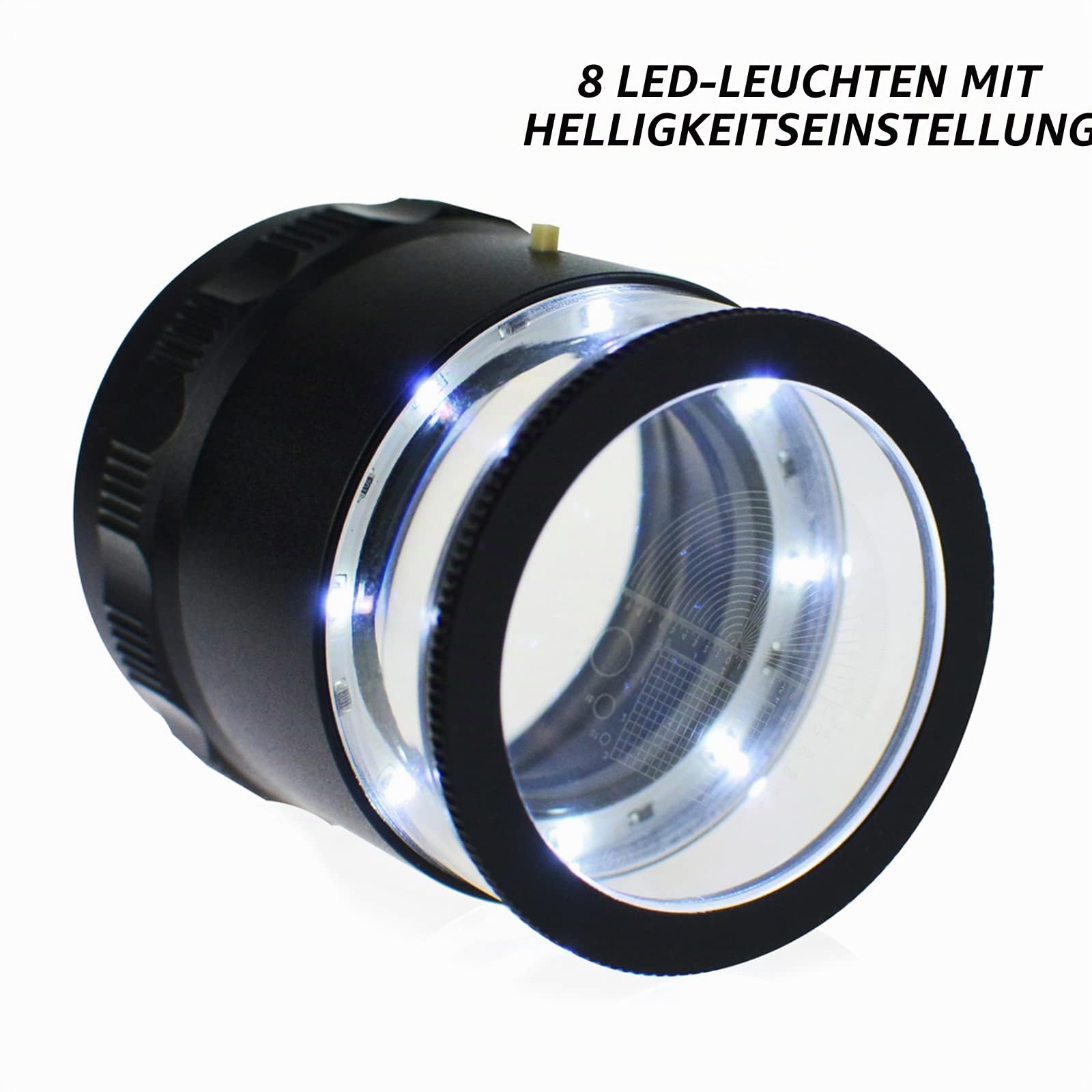 Juwelierlupe 10x, 8 LED, 4 Glas-Skalenlinsen, Schmucklupe, 5 mm, Sichtfeld, beleuchtete Juwelierschlaufe, Edelsteine, Münzen, Briefmarken, Uhren