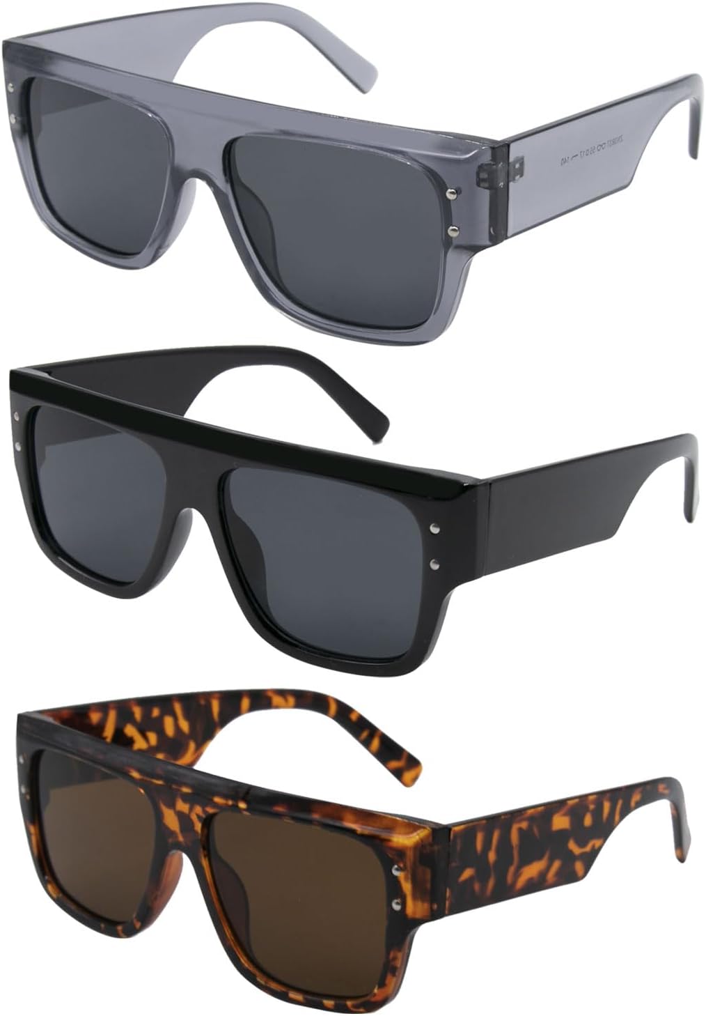 LJCZKA Trendy Square Flat Top Sunglasses Women Men Retro Thick Frame Fashion Chunky Shield Shades UV400 Protection - Image 7